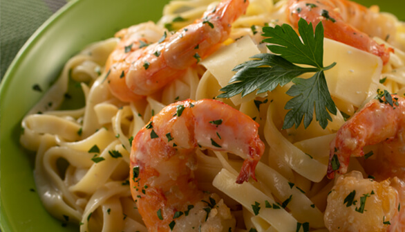 Pasta con camarones